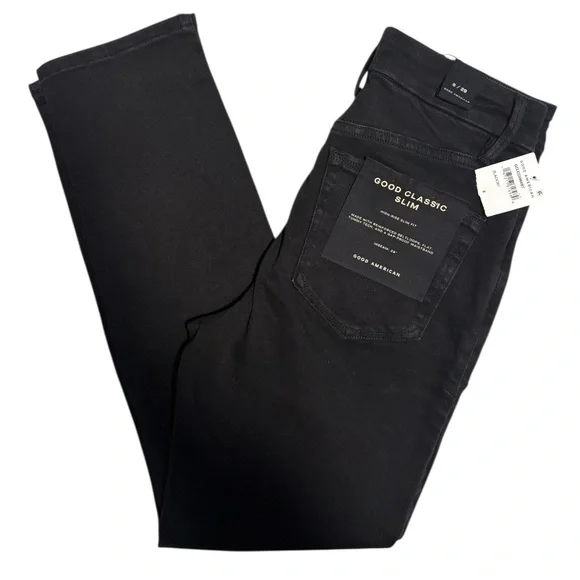 Good American Good Classic Chewed Hem Slim Straight Jeans - Picture 2 of 4